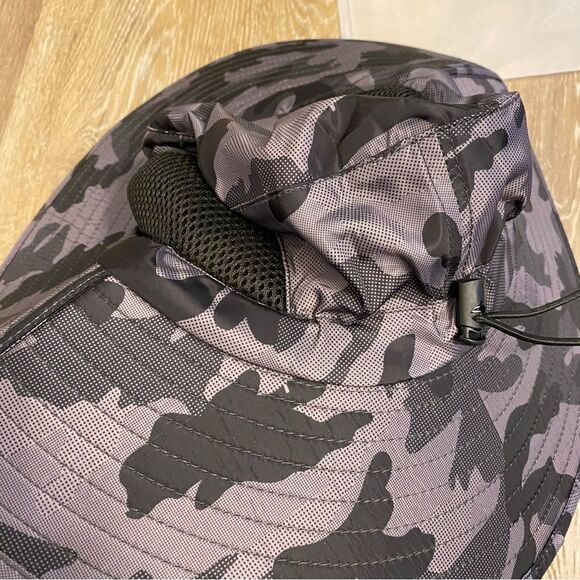 Men Women Fishing Sun Waterproof Wide Brim black gray camo hat NEW - Picture 6 of 9